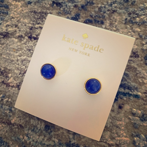 Kate Spade Blue and Gold Stud Earrings NWT - Picture 1 of 6